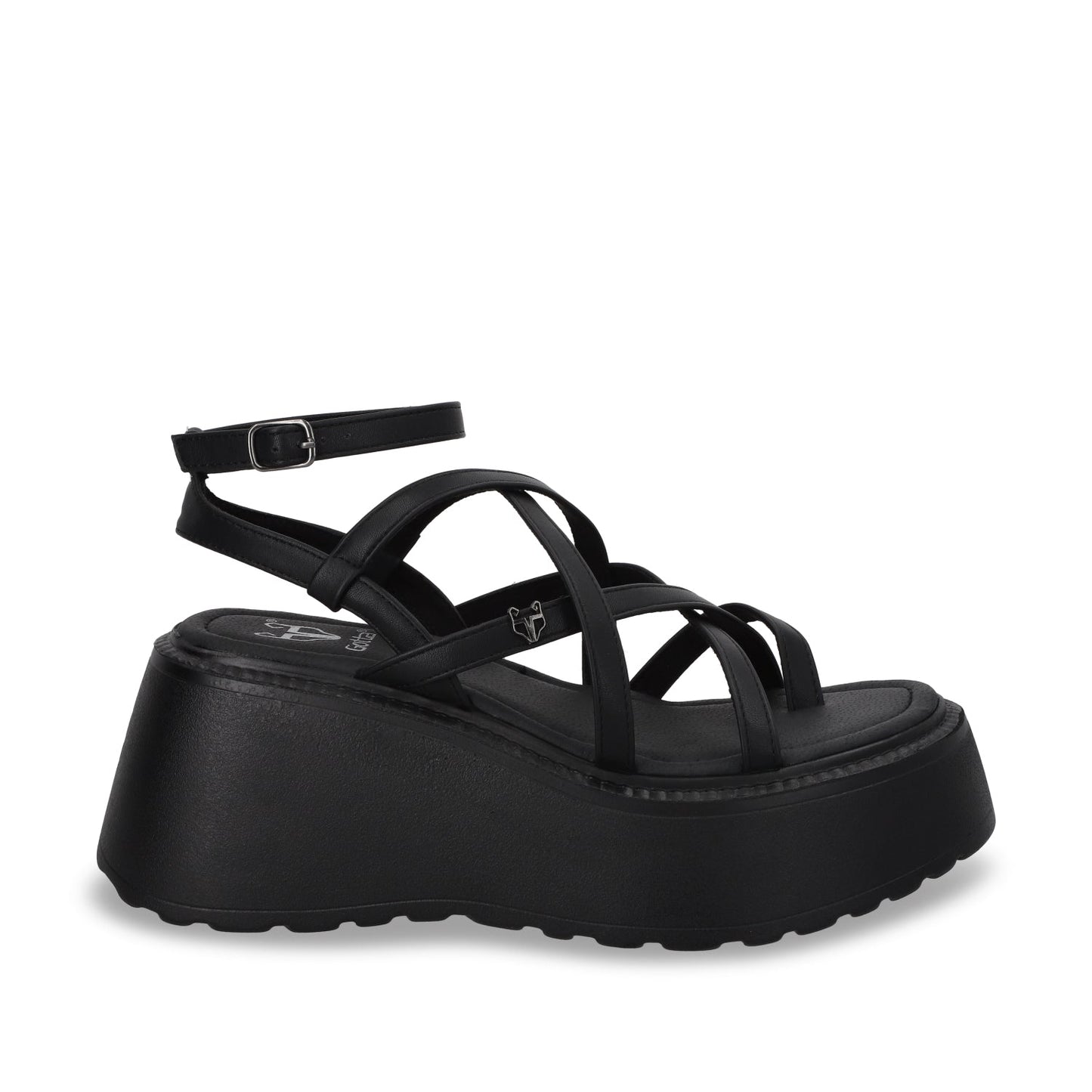 Sandalia Plataforma Negra Mujer 53722