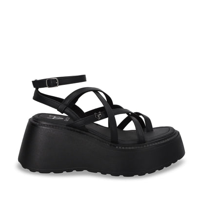 Sandalia Plataforma Negra Mujer 53722