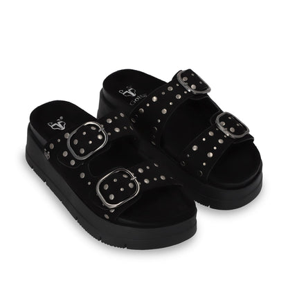 Sandalia Plataforma Negra Mujer 55230
