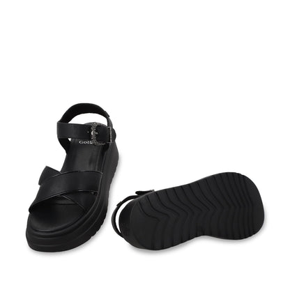 Sandalia Plataforma Negra Mujer 55923