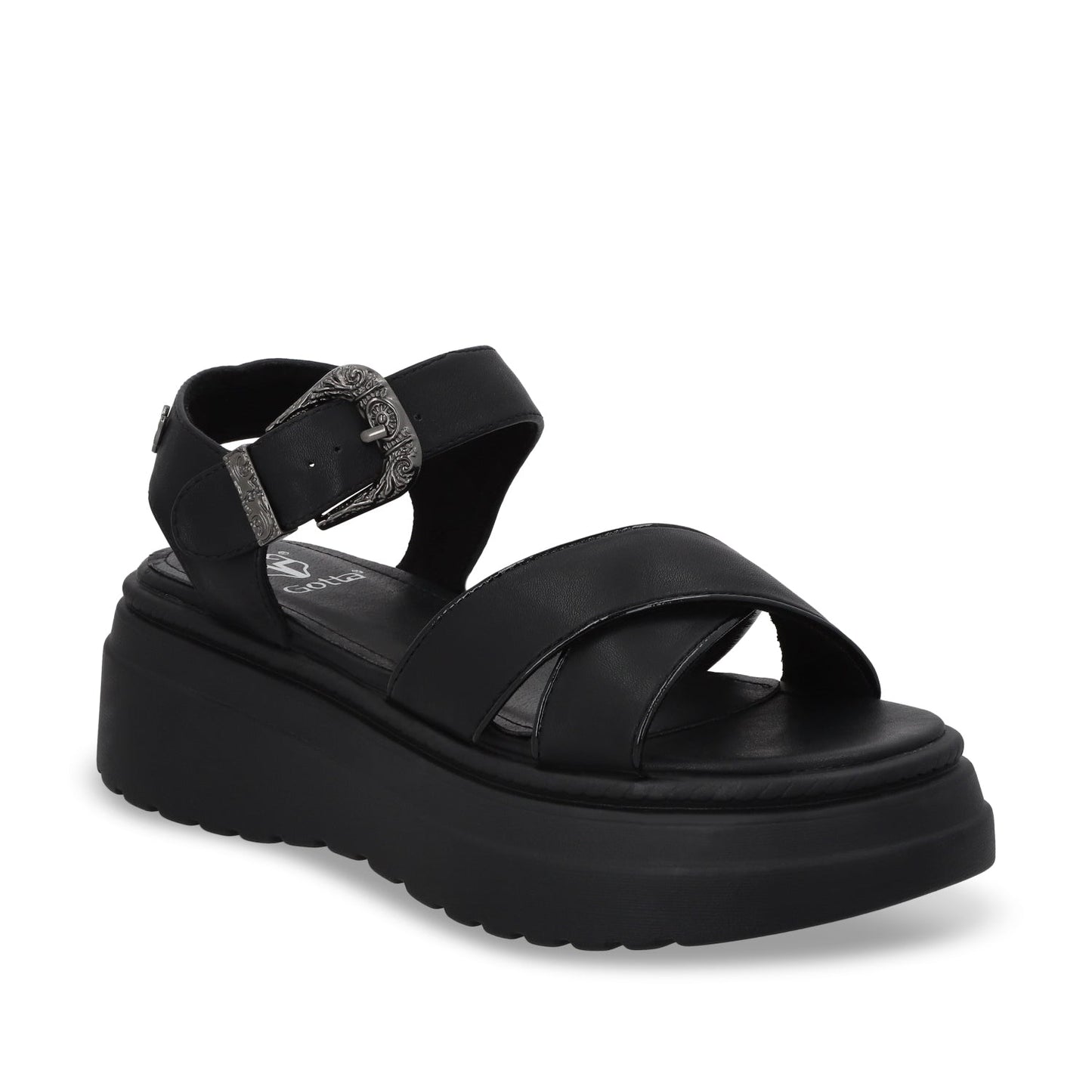 Sandalia Plataforma Negra Mujer 55923