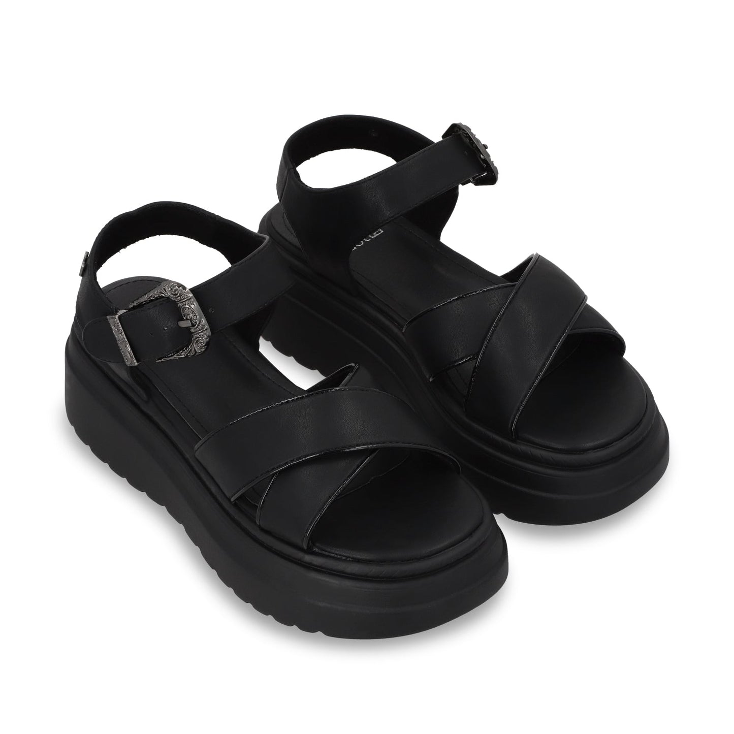 Sandalia Plataforma Negra Mujer 55923
