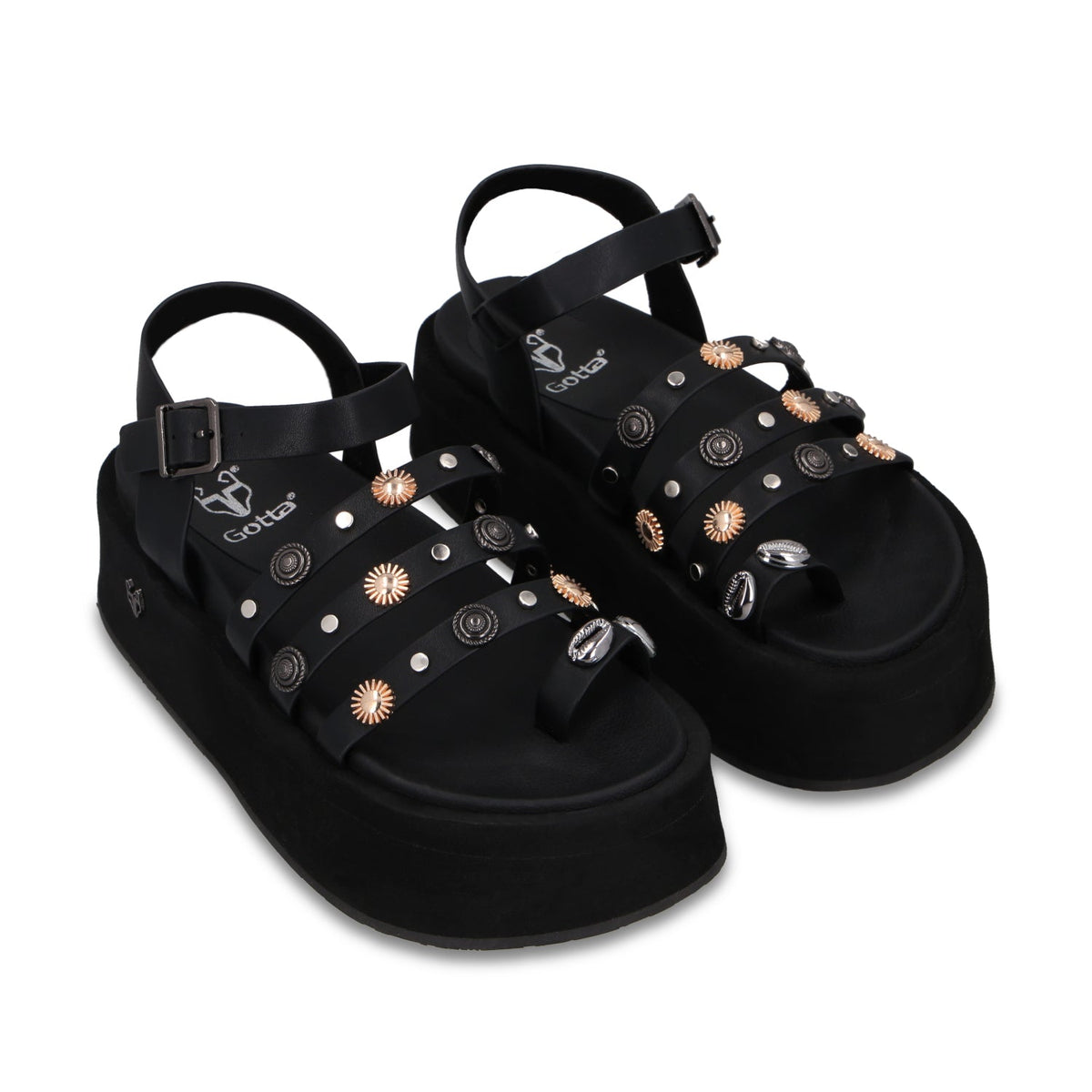 Sandalia Plataforma Negra Mujer 55943 - Gotta Mexico