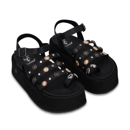 Sandalia Plataforma Negra Mujer 55943 - Gotta Mexico