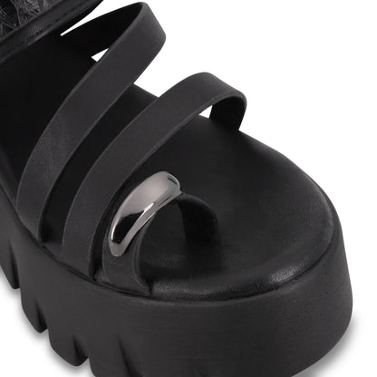 Sandalia Plataforma Negra Mujer 65941 - Gotta Mexico