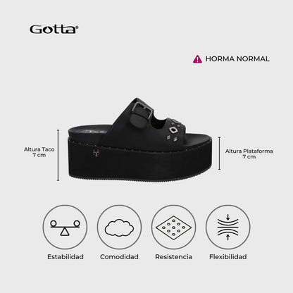 Sandalia Plataforma Negro Mujer 1566D
