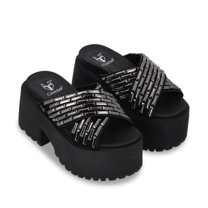 Sandalia Plataforma Negro Mujer 1567C