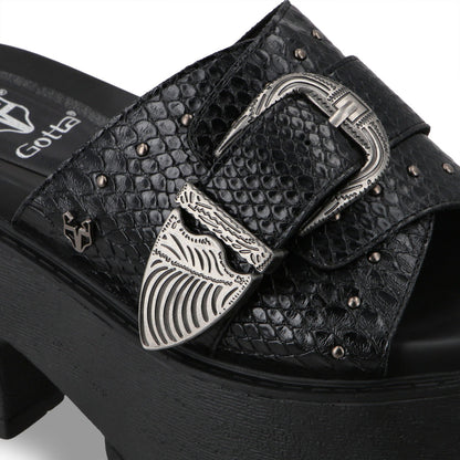 Sandalia Plataforma Negro Mujer 1567D