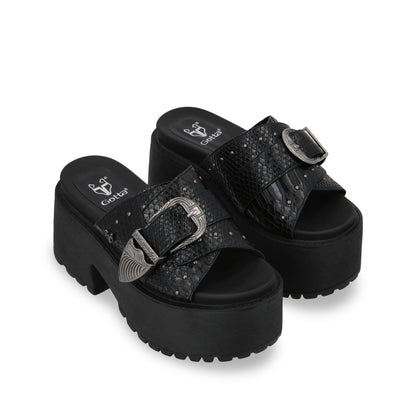 Sandalia Plataforma Negro Mujer 1567D