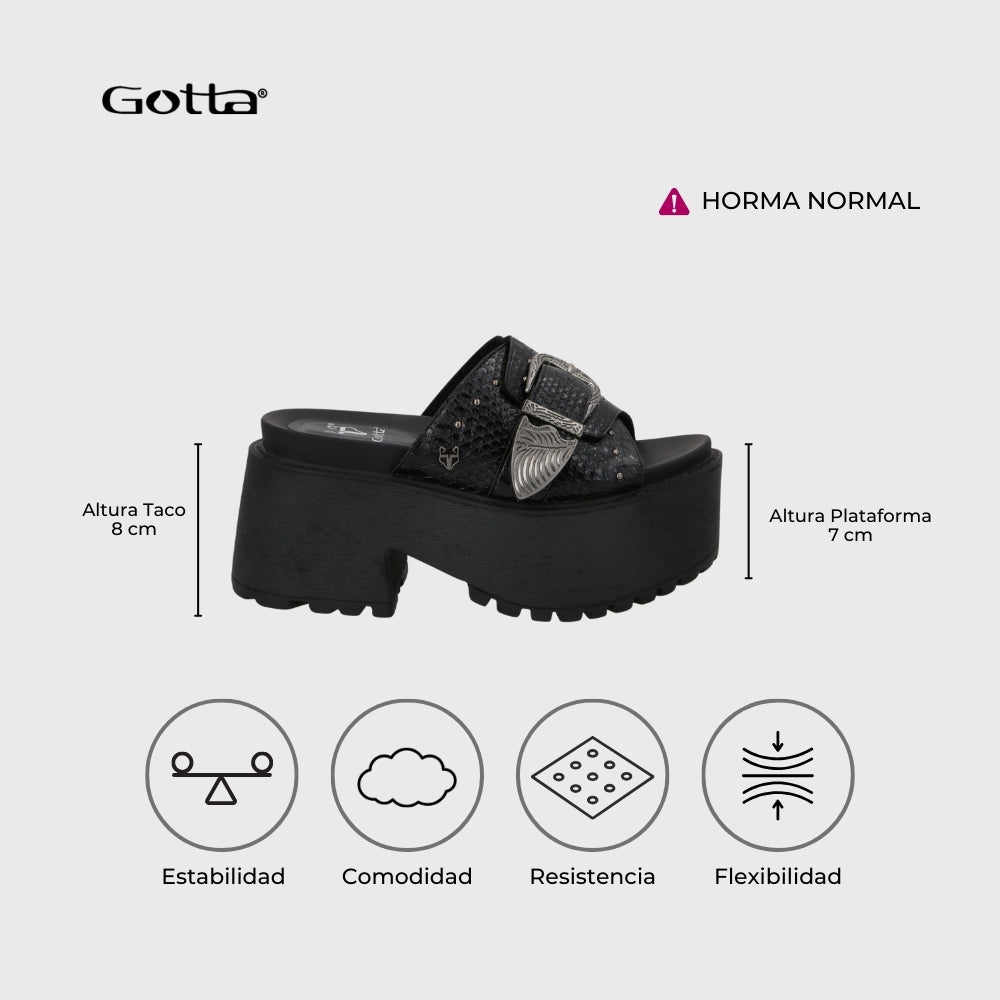 Sandalia Plataforma Negro Mujer 1567D