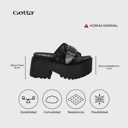 Sandalia Plataforma Negro Mujer 1567D