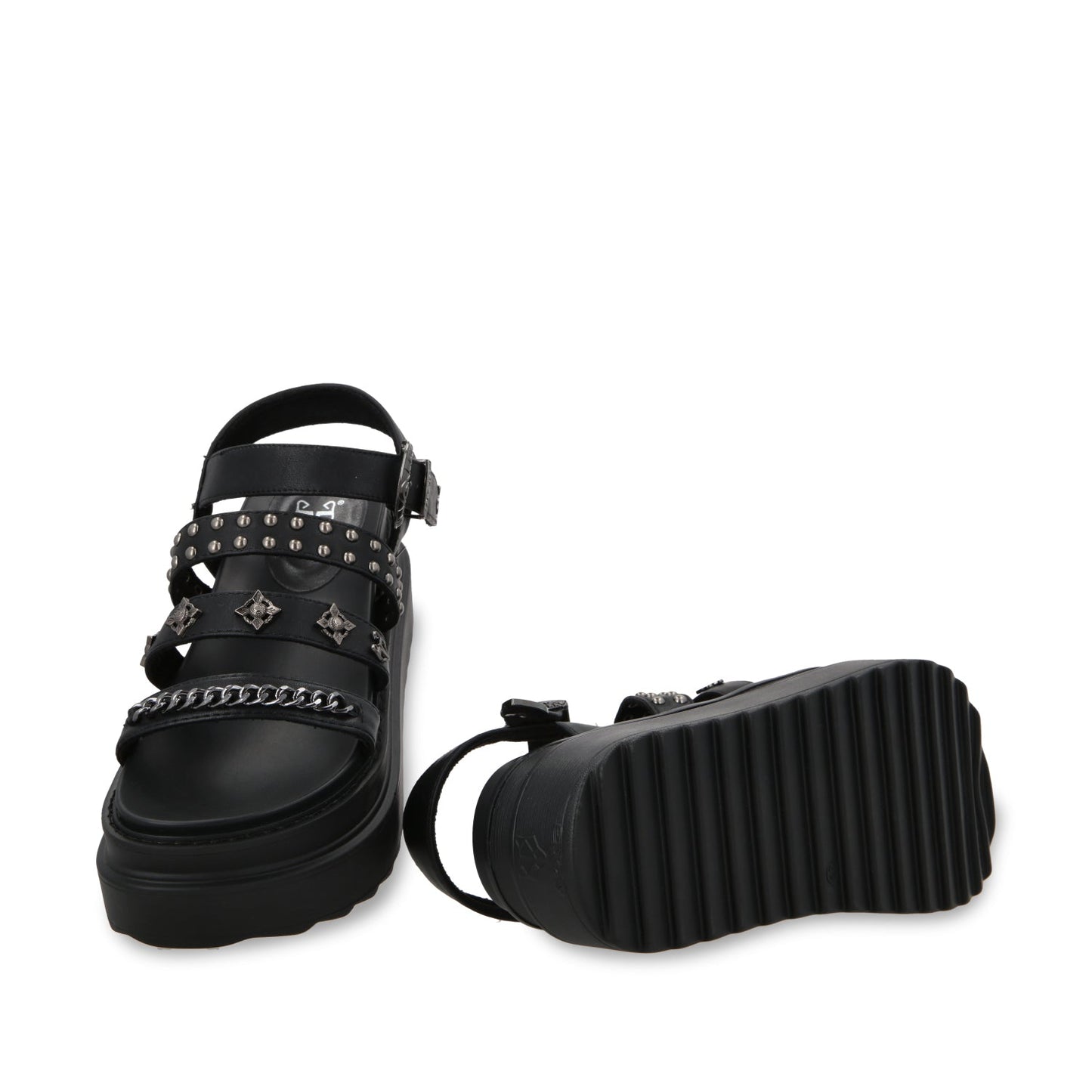 Sandalia Plataforma Negro Mujer 25235