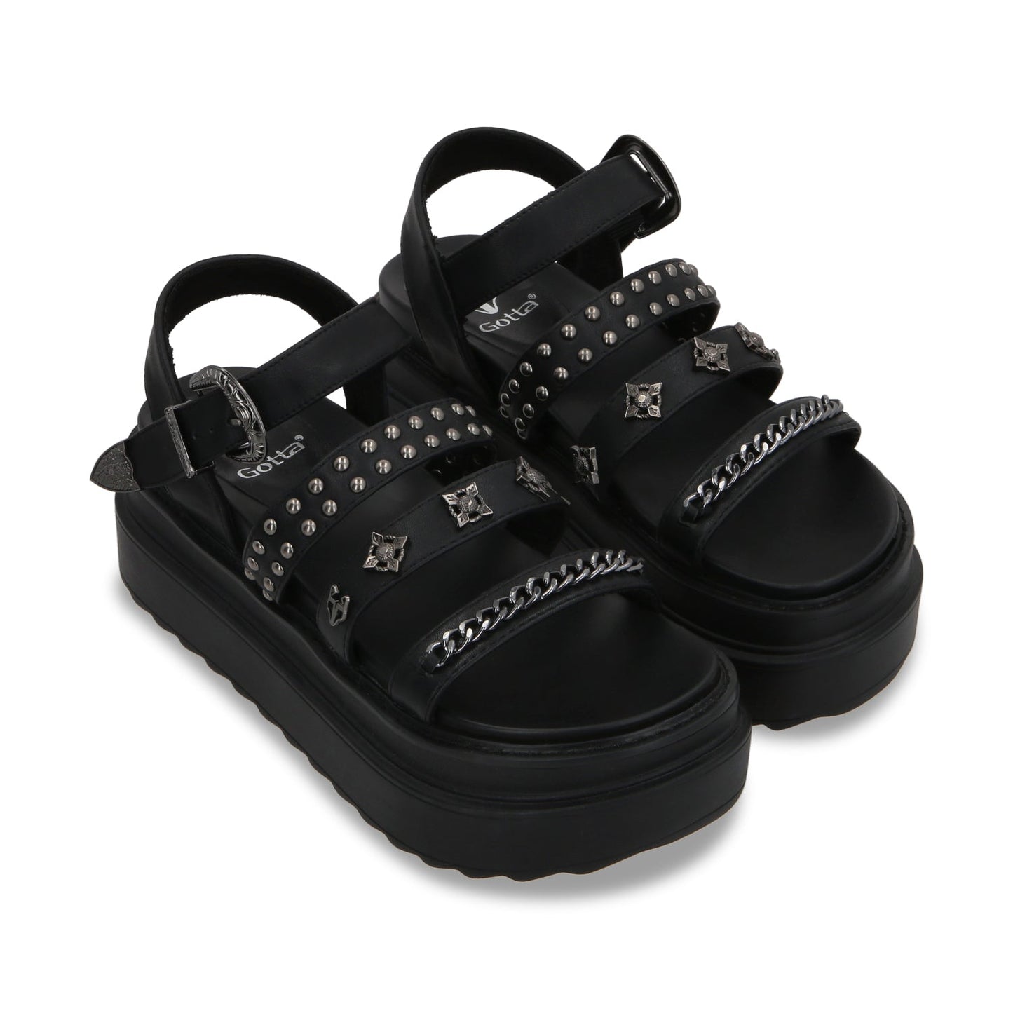 Sandalia Plataforma Negro Mujer 25235