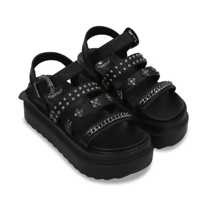 Sandalia Plataforma Negro Mujer 25235