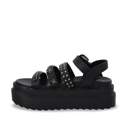Sandalia Plataforma Negro Mujer 25235