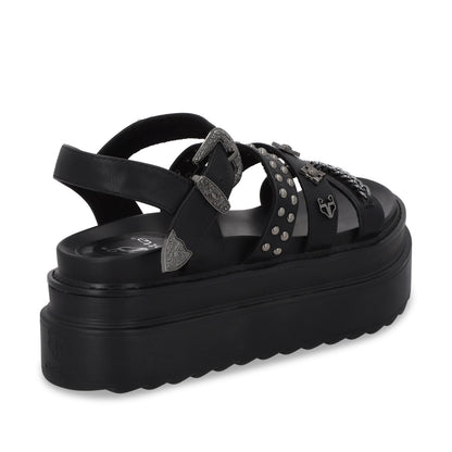 Sandalia Plataforma Negro Mujer 25235