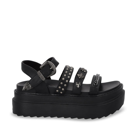 Sandalia Plataforma Negro Mujer 25235