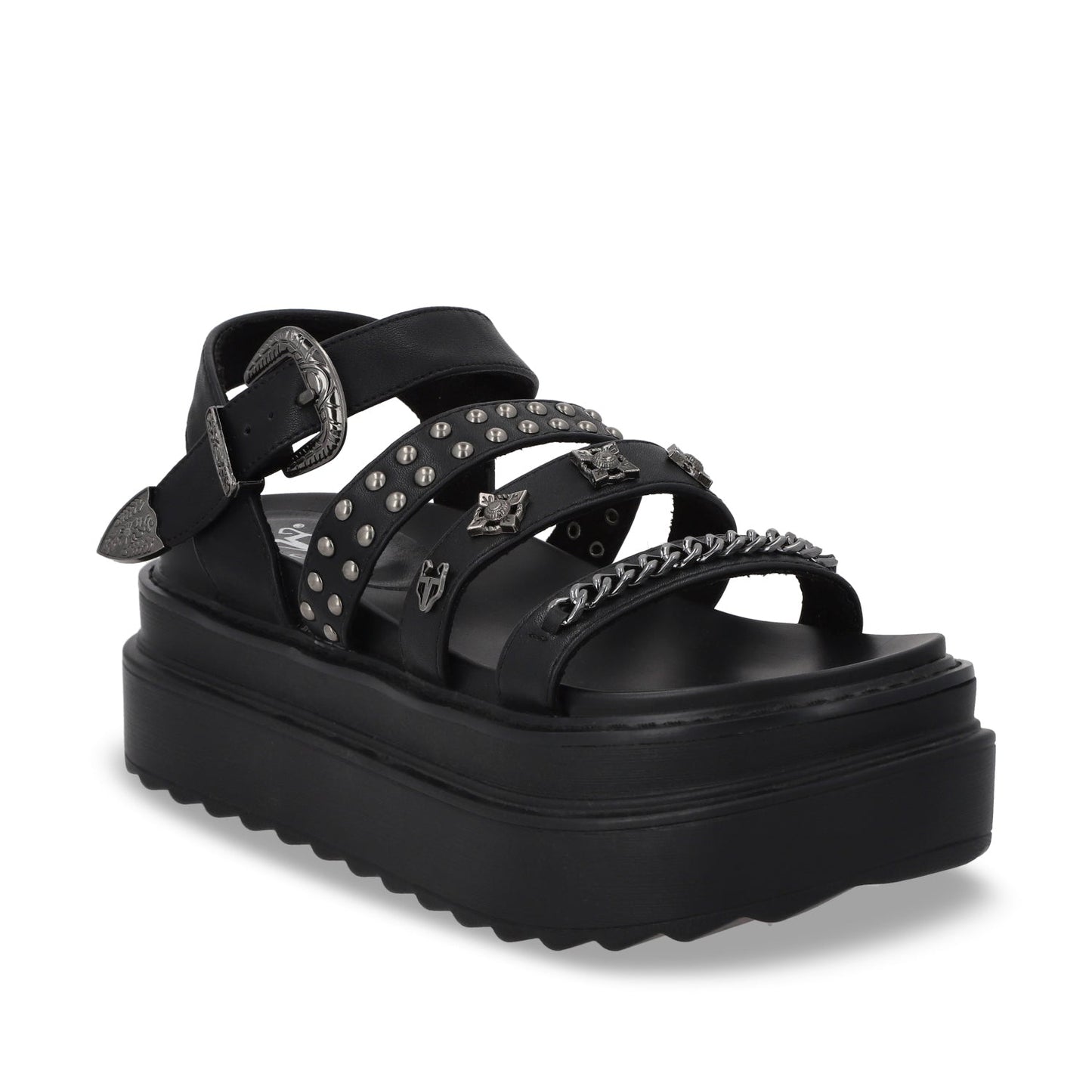 Sandalia Plataforma Negro Mujer 25235