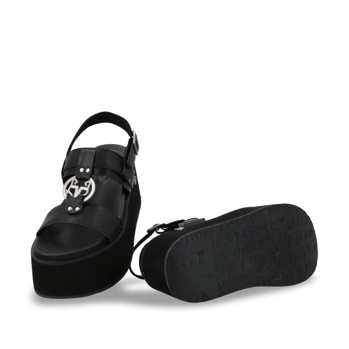 Sandalia Plataforma Negro Mujer 35186
