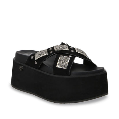 Sandalia Plataforma Negro Mujer 35187