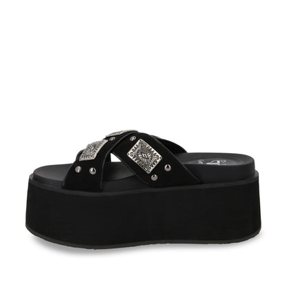 Sandalia Plataforma Negro Mujer 35187