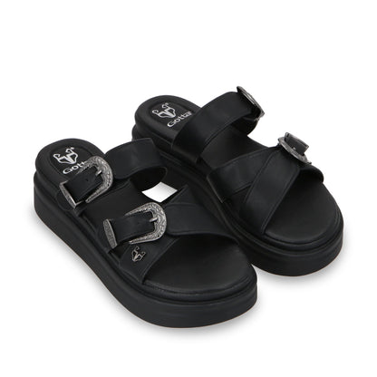 Sandalia Plataforma Negro Mujer 43015