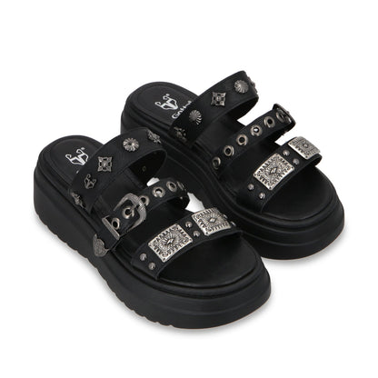 Sandalia Plataforma Negro Mujer 55922