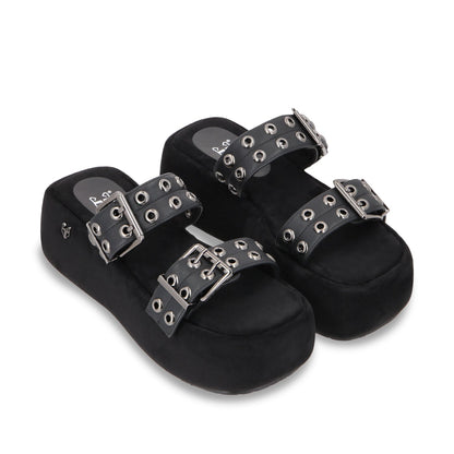 Sandalia Plataforma Negro Mujer 55961