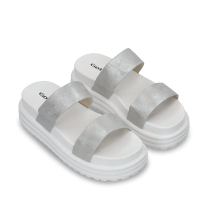 Sandalia Plataforma Plateada Mujer 42021