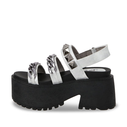 Sandalia Plataforma Plateado Mujer 15675