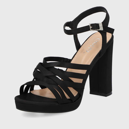 Sandalia Satin Negro Mujer 15837