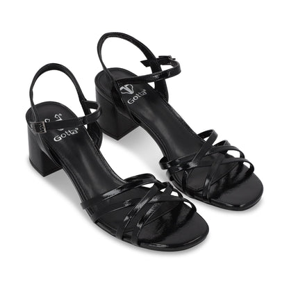 Sandalia Taco Negra Mujer 55901