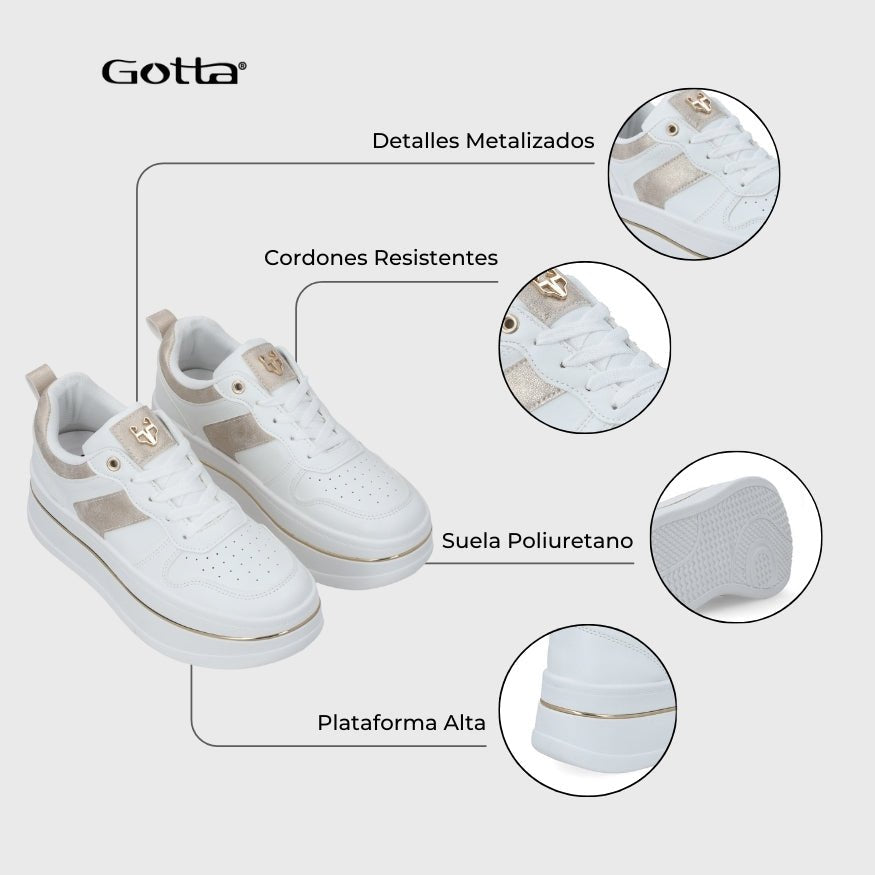 Tenis Plataforma Blancos Mujer 58010