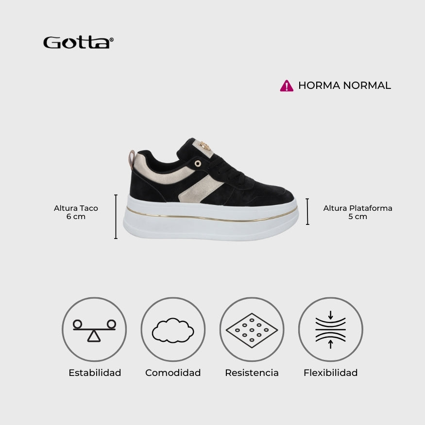 Tenis Plataforma Negros Mujer 58010