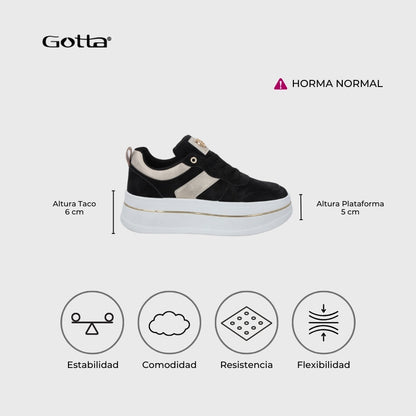 Tenis Plataforma Negros Mujer 58010