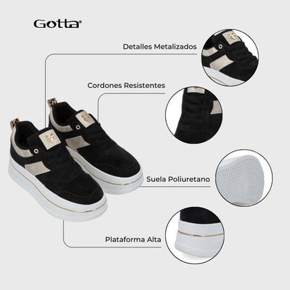 Tenis Plataforma Negros Mujer 58010