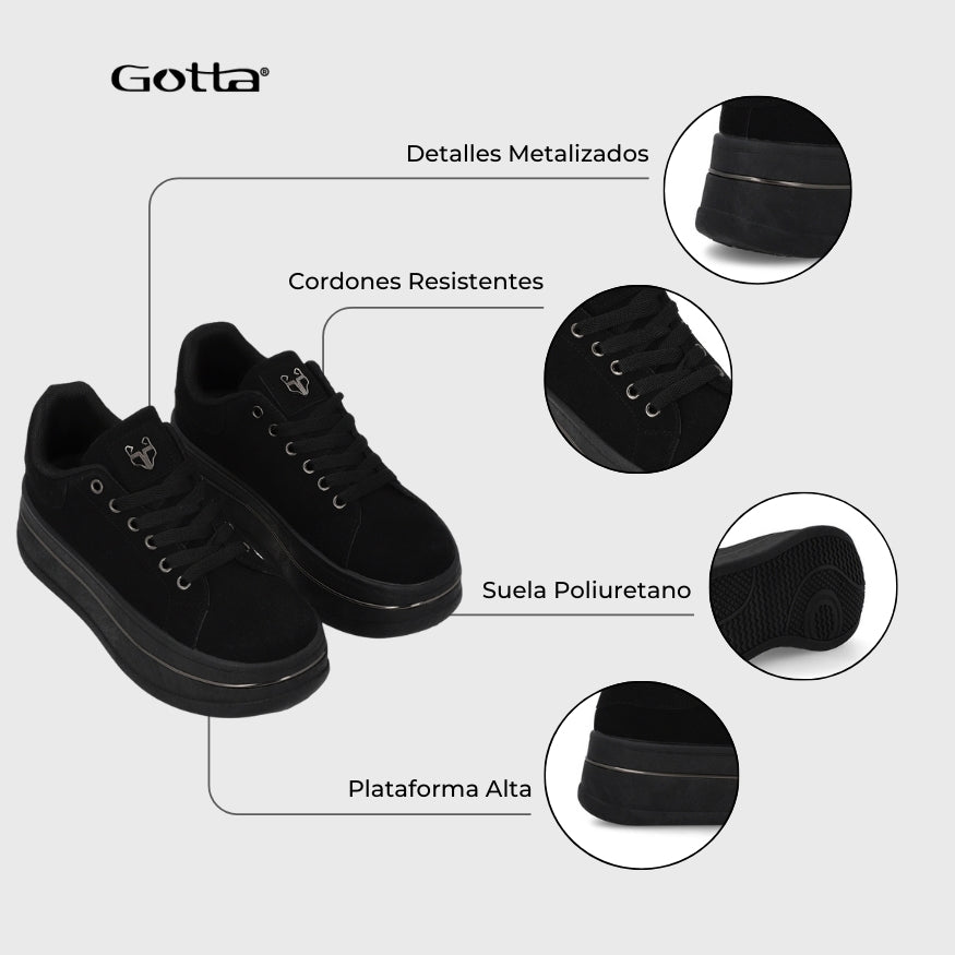 Tenis Plataforma Negros  Mujer 58011