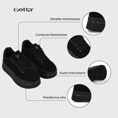Tenis Plataforma Negros  Mujer 58011
