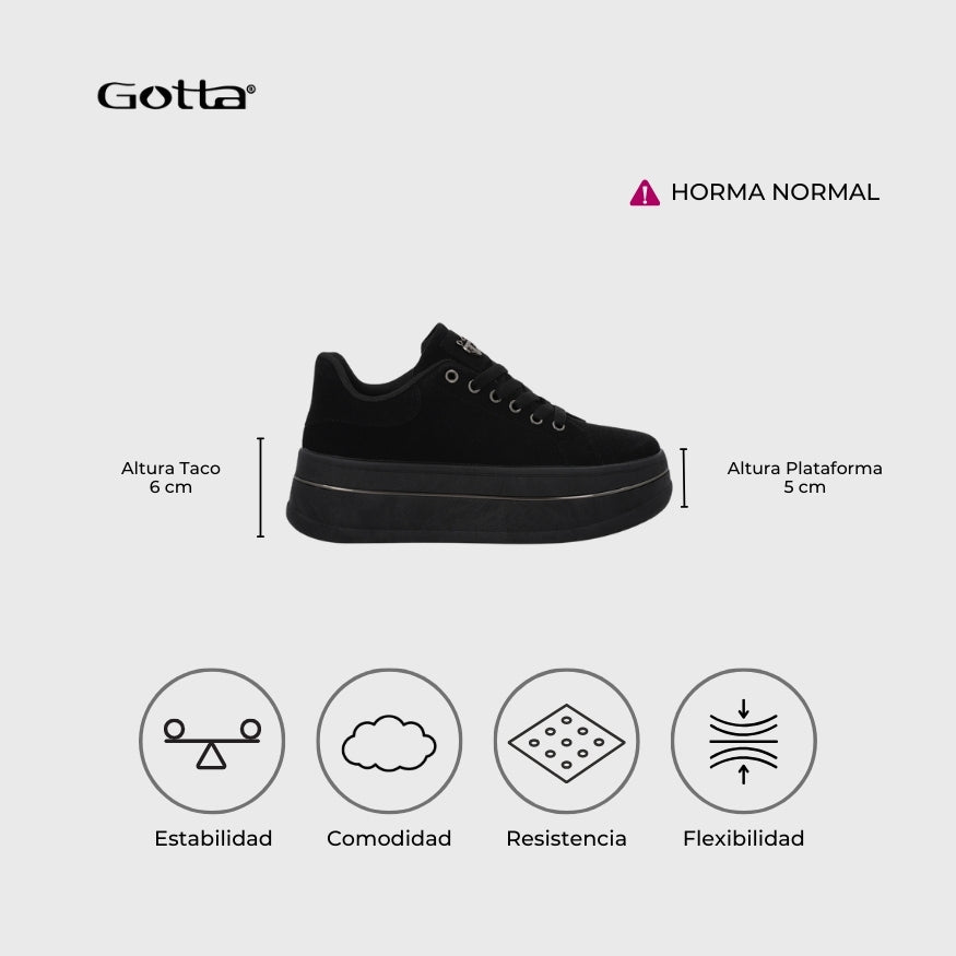 Tenis Plataforma Negros  Mujer 58011