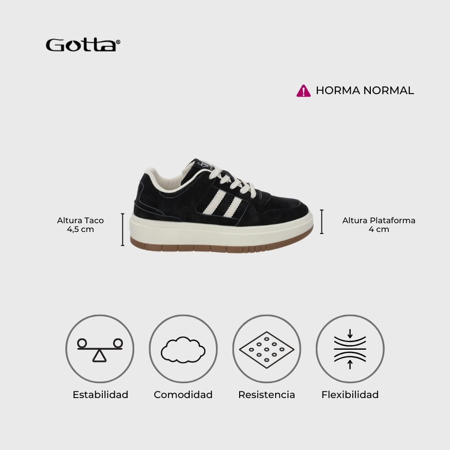 Tenis Plataforma Negros Mujer 58030