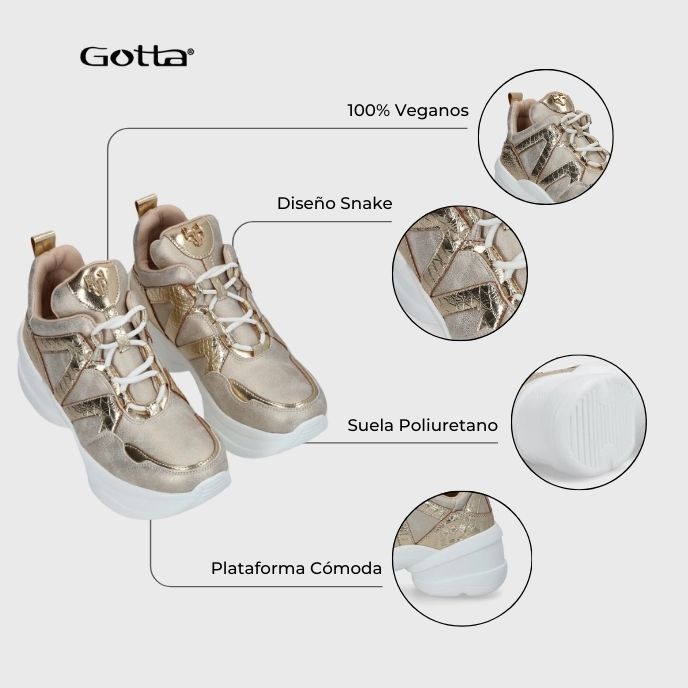 Tenis Plataforma Dorada Mujer C7293