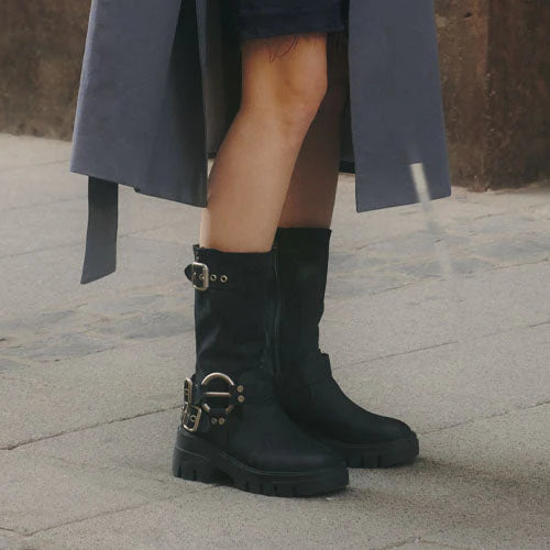 Bota Plataforma Negro Mujer 35985