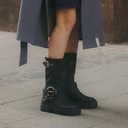 Bota Plataforma Negro Mujer 35985