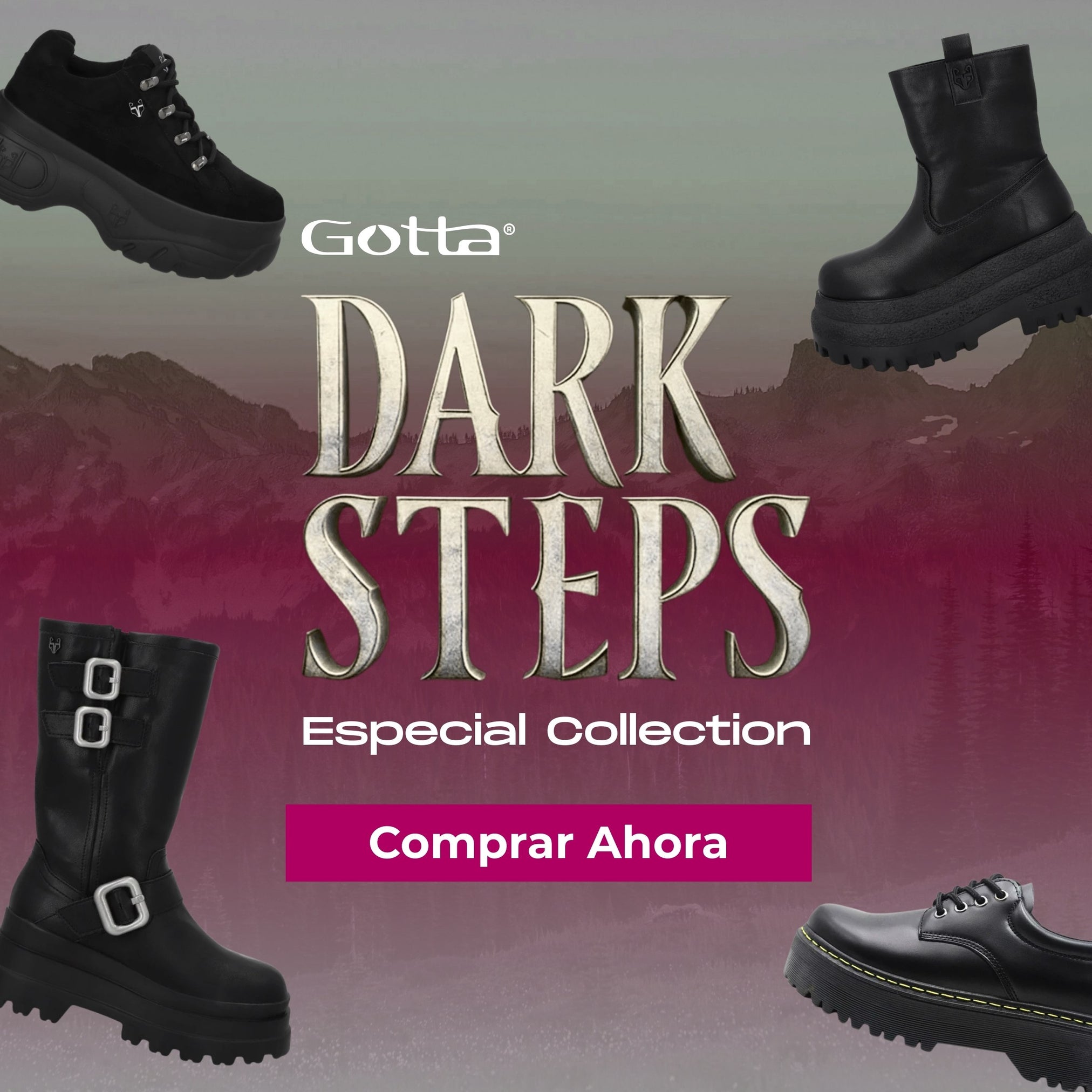 La colección de zapatos negros Merlina refleja un estilo gótico y elegante con toques rebeldes. Diseños únicos que elevan cualquier look con personalidad mobile